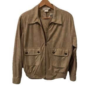 SAINT GERMAIN PARIS Women's Set: Jacket & Top - Size Small- Ultra Suede-Tan